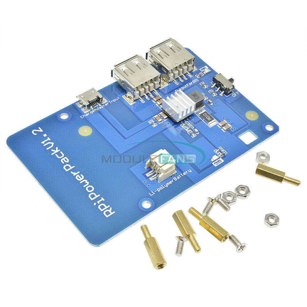 With Dual USB Output Lithium Battery PowerPack Expansion Board for Raspberry Pi3