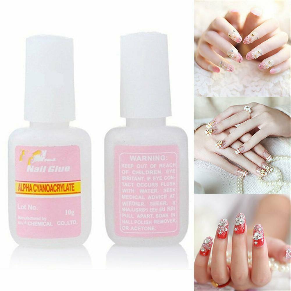 Nail Art Glue With Applicator Brush 10g Clear Strong Adhesive Acrylic False Tips