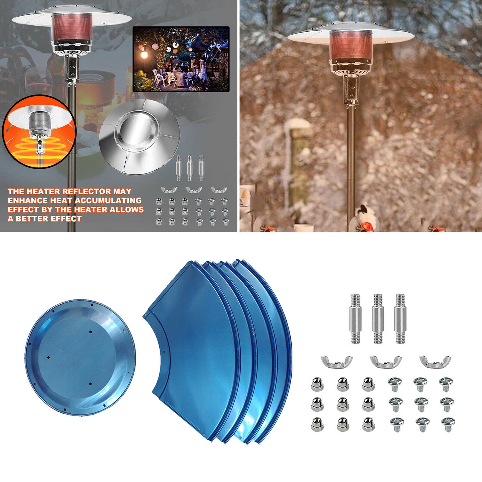 Universal Propane Patio Heater Heat Reflector Panels Center Heater Umbrella