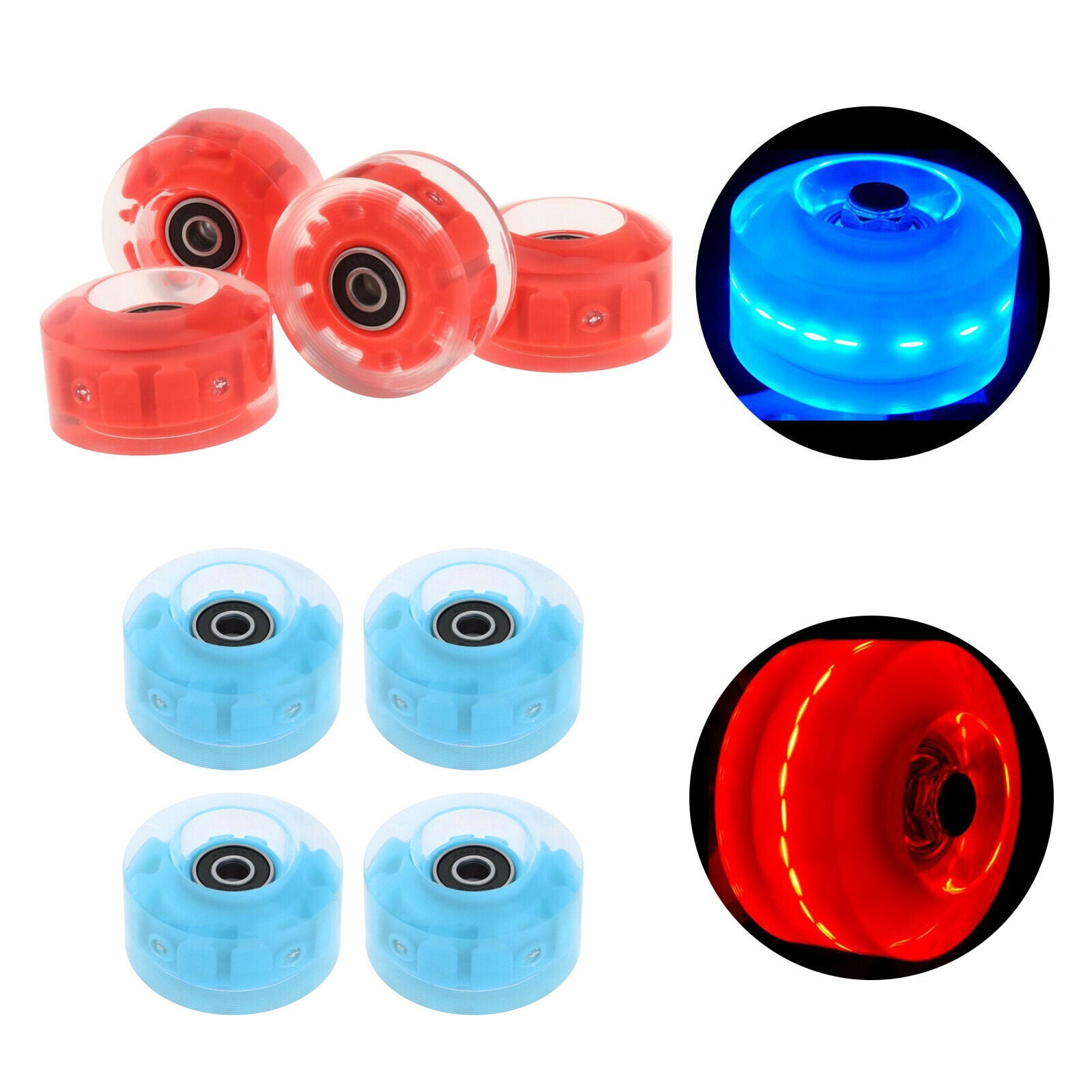 8 Pack LED Roller Skate Wheels Light Up with Bearings for Double Row Skating