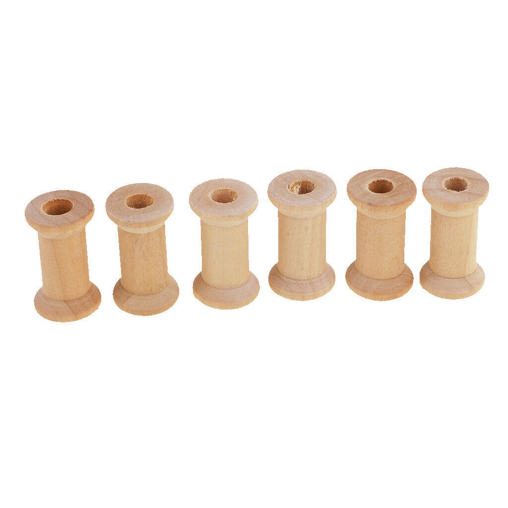 20x Wooden Spools Bobbins Cord Wire Coils Embroidery Floss Cross Stitch