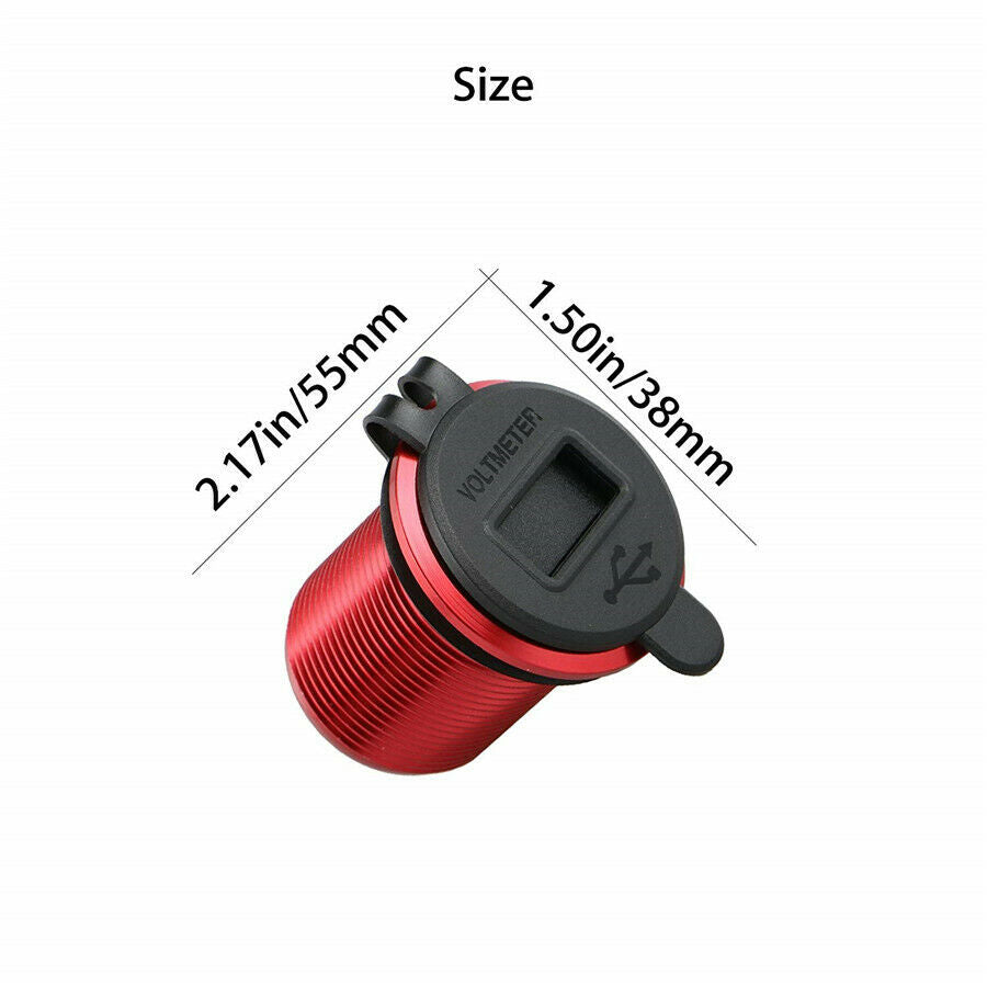 Waterproof Dual USB Charger Car Cigarette Lighter Socket 5V/ 2.1 A LED Voltmeter