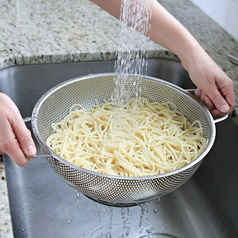 Colander Stainless Steel,Micro-Perforated Strainer with Heavy Duty Handle and R9