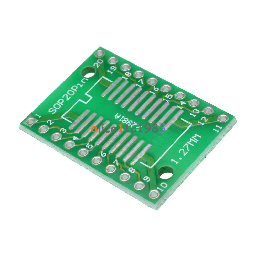 20PCS SOP20 SSOP20 TSSOP20 To DIP20 0.65/1.27mm IC Adapter PCB Board