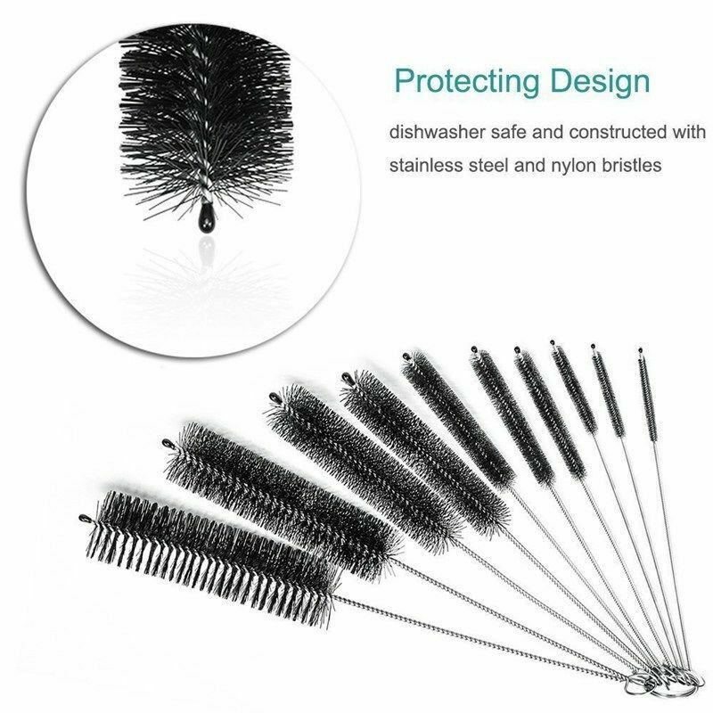 Teapot Nozzle Tube Nylon Baby Milk Bottle Cleaning Brush Reusable 10pcs