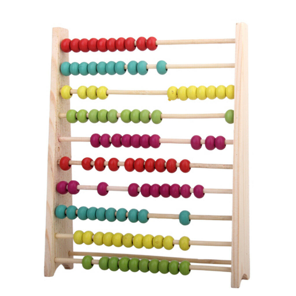Wooden Abacus 100 Beads Counting Number Preschool Kids Math Learning Aid