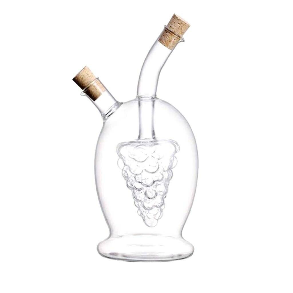 2-Outlet Glass Olive Oil Jar Vinegar Bottle Sauce Cruet Dispenser 9cmx20cm