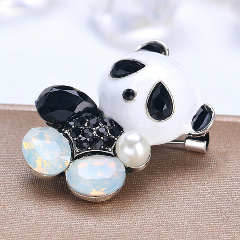 Fashion Wedding Bridal Crystal Enamel Animal Panda Corsage Banquet Brooch.l8