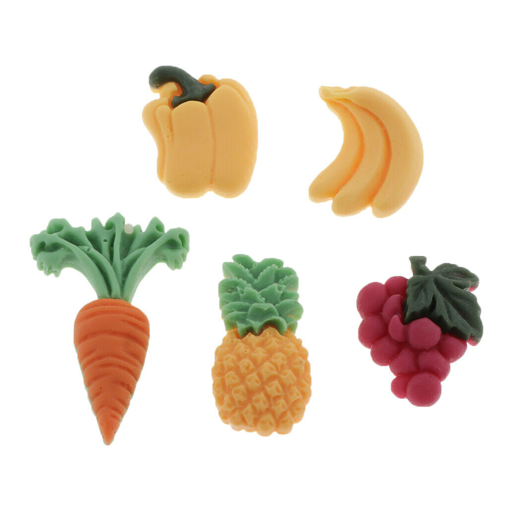 50x Cute Adorable Fruits Vegetable Flatback Buttons Embellishments Decors