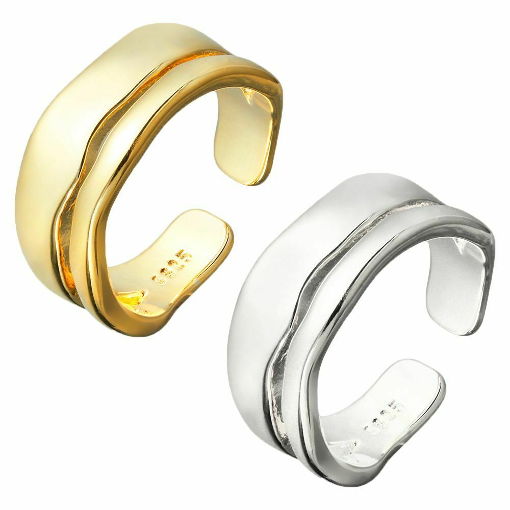 Women Elegant Trendy Adjustable Jewelry Double-Layer Irregular Wave Open Rings
