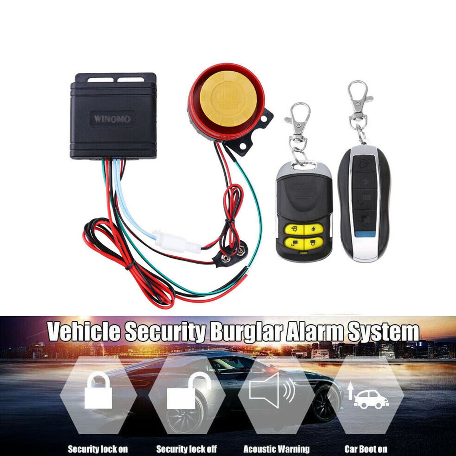 Scooter Car Security Alarm System Remote Control 12V Anti-theft Motorcycle Bike