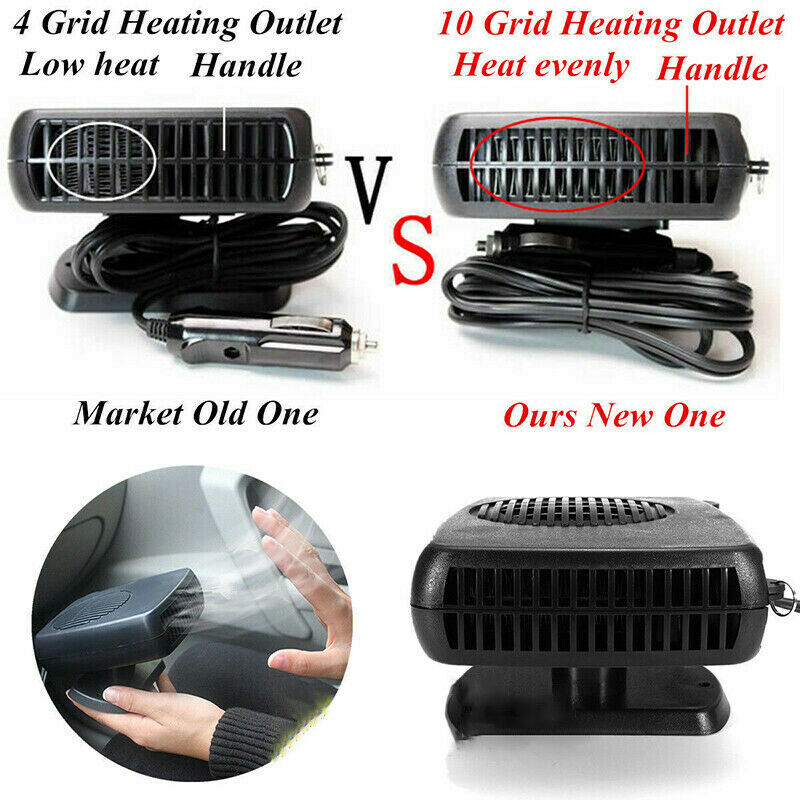 Plug In 360Â° Portable Ceramic Car Heater 12V/24V DC Vehicle Heating Cooling Fan