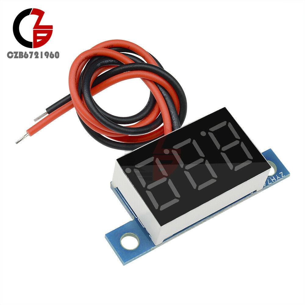 3 LED 2 Wire 0.36 inch 3.3-17V Panel Meter Mini Lithium Battery Yellow Voltmeter