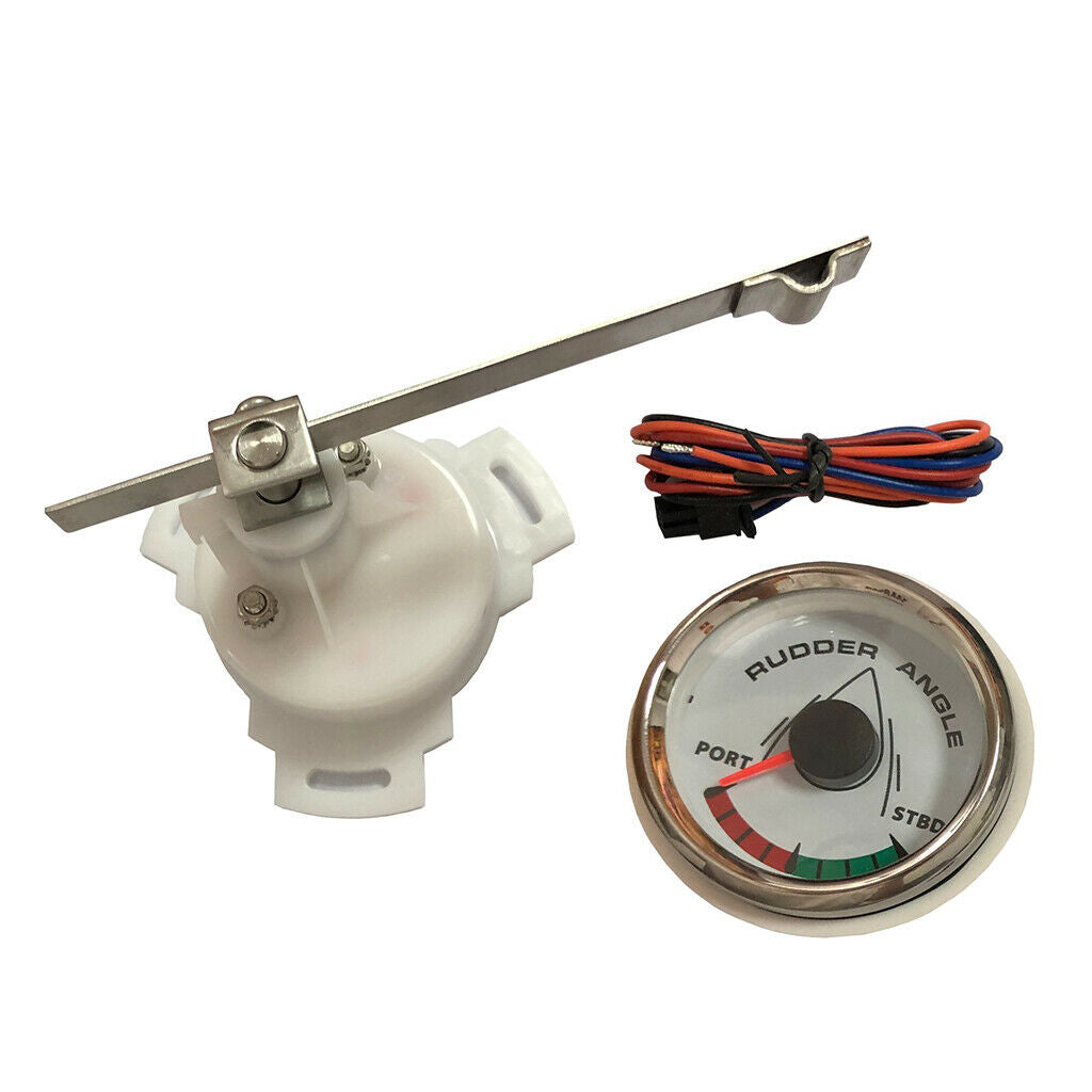 Boat Rudder Angle Gauge with Mating Sensor 0-190Ω 52mm Chrome White