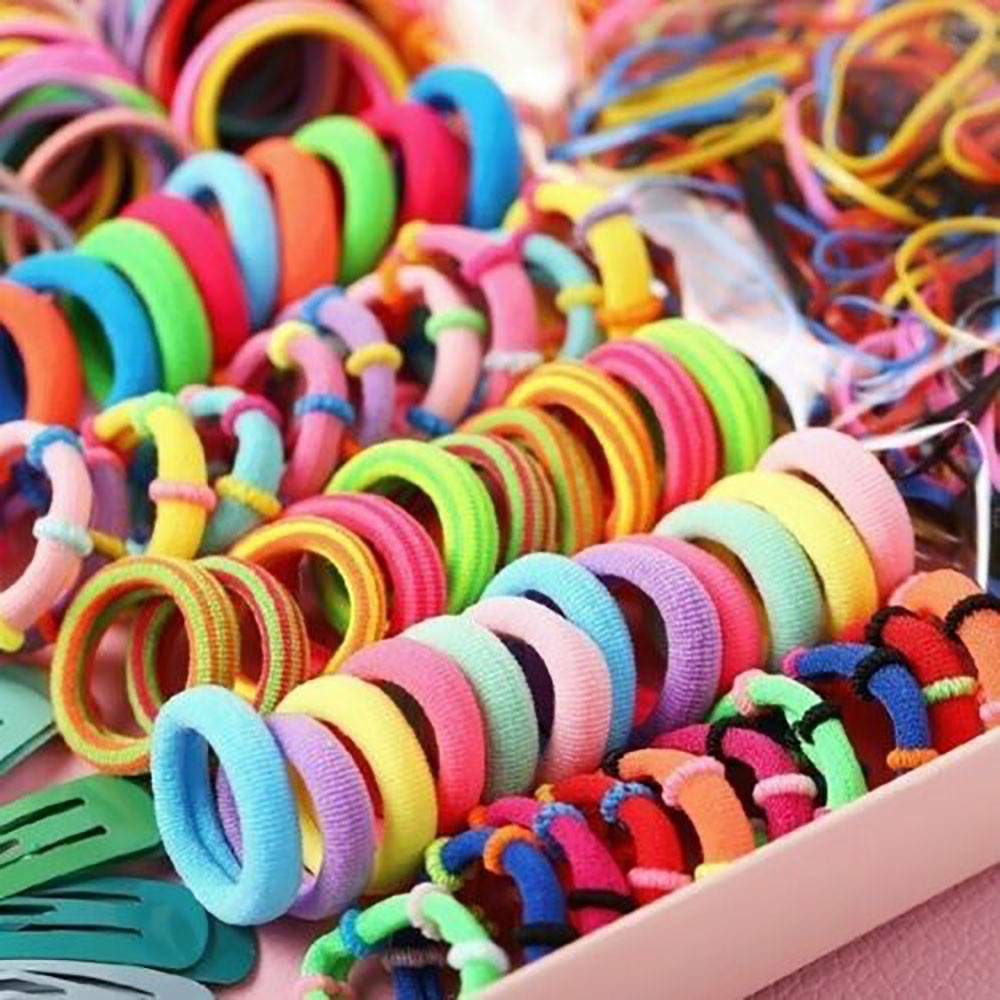 220x Candy Colors Girls Kids Hair Clips Rope Ponytail Holder Hair Accessories