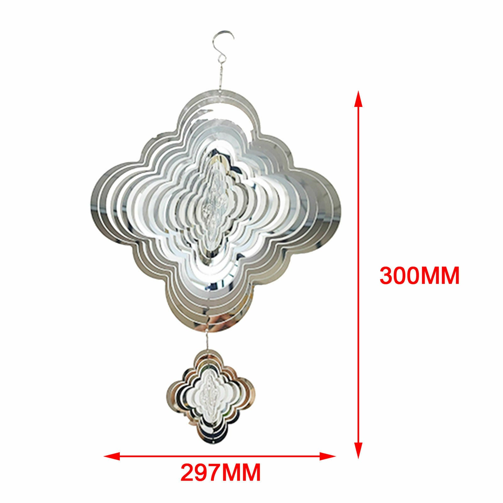 Wind Spinner Metal Hanging Ornament Cloud Shape with 360 Degree Rotating Hook