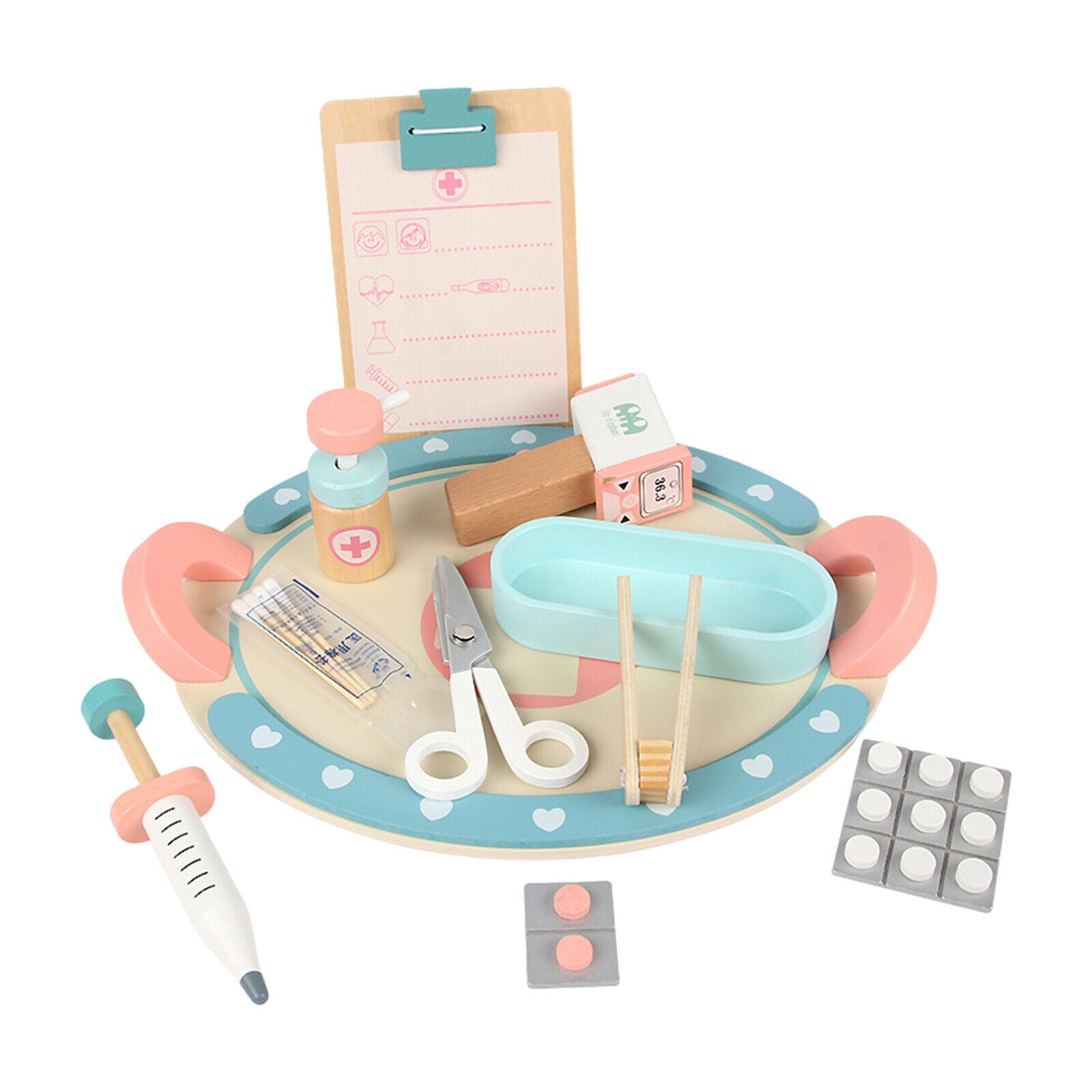 11Pcs/Set Kid Wooden Simulation Small Doctor Set Toys Boys Girls Toolbox to