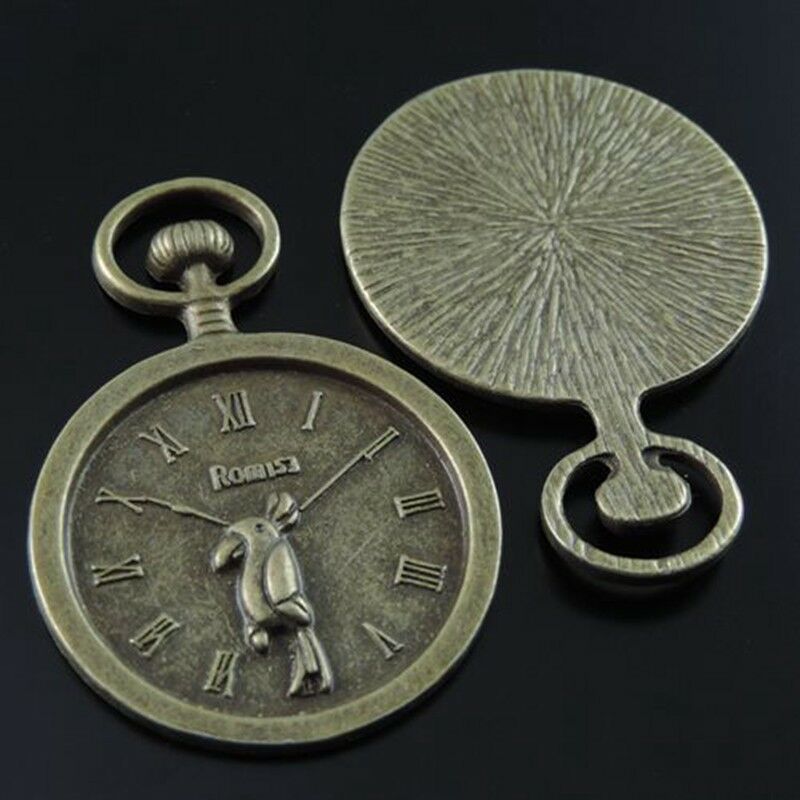52*26mm Antiqued Bronze Alloy Parrot Pocket Watch Charm Pendant Findings 6 pcs