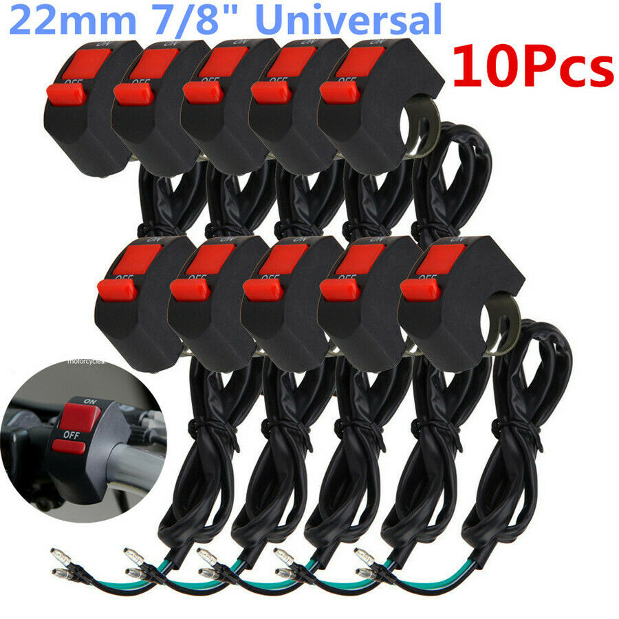 10pcs 7/8'' Motorcycle ON OFF Switch Handlebar Headlight LED Light Light Switch
