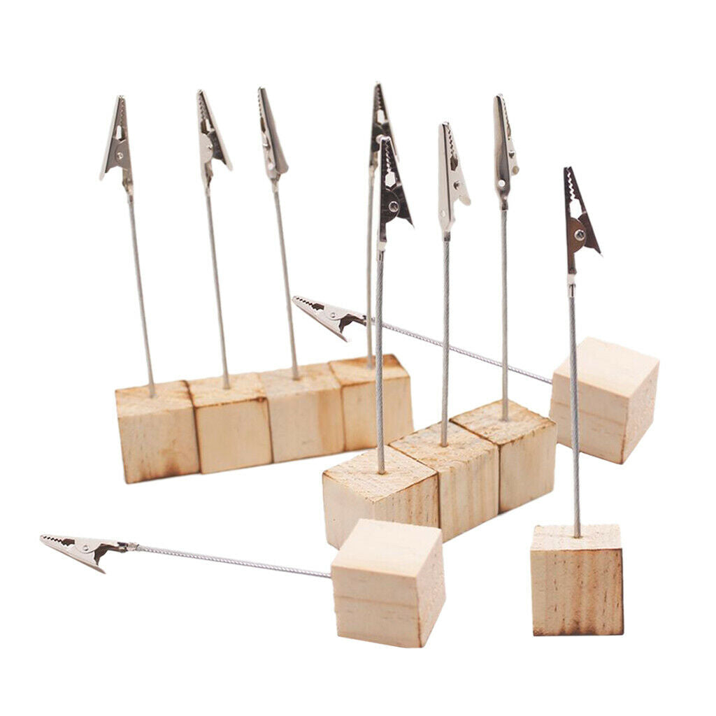10Pcs Rustic Wood Card Holders with Clips Memo Holder Stand Card Photo Picture