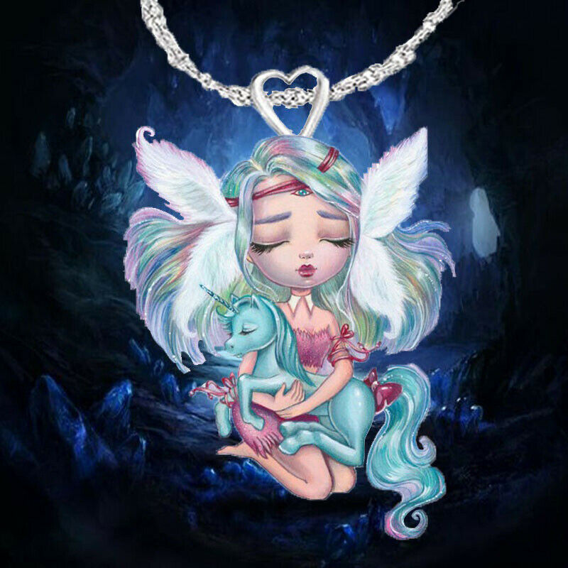 Angel Princess Crystal Peach Heart Necklace Engagement Love Anniversary G.l8