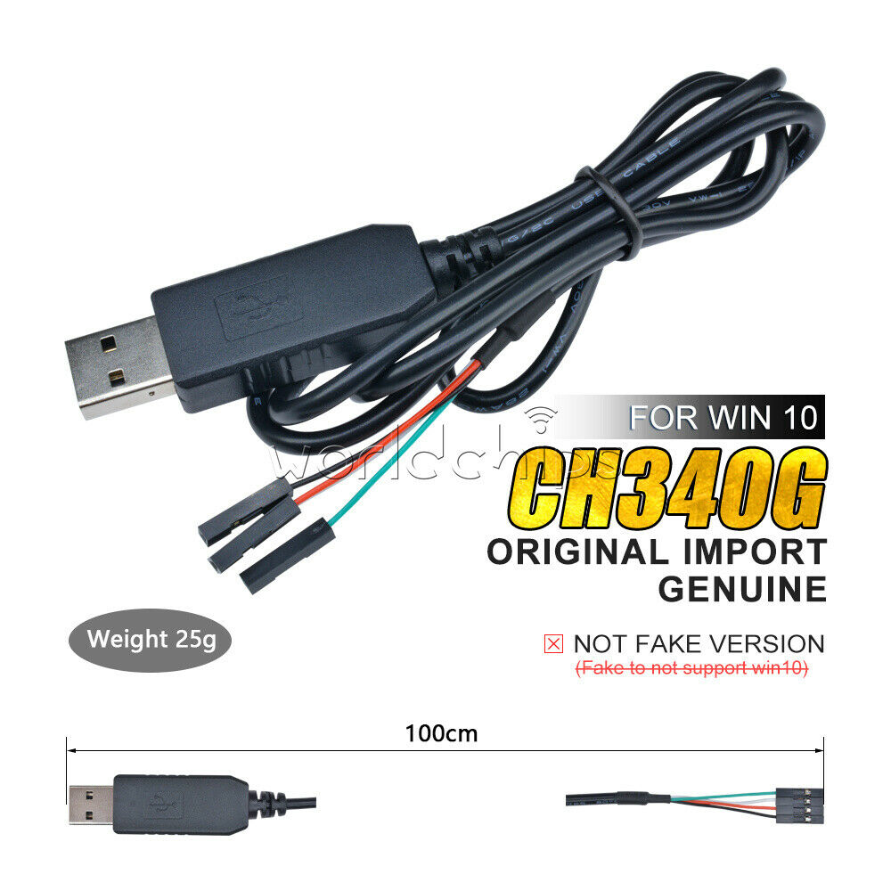 CH340G to TTL RS232 Serial 5V USB Cable with WIN10 for Arduino AVR MCU ARM