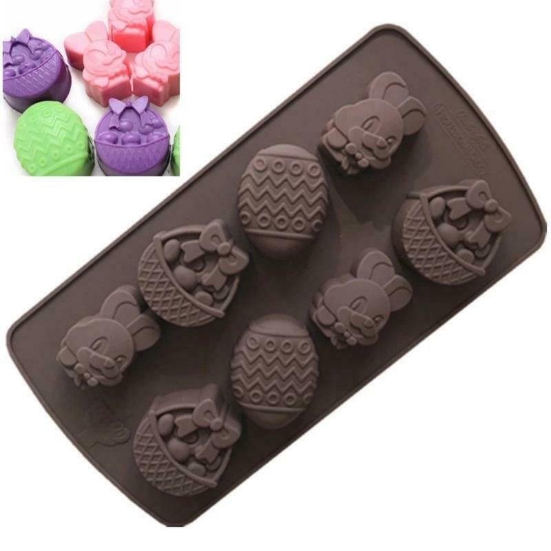 8 Cavity Easter Eggs Chocolate Silicone Mold Candy Cookie Cake Ice Cube Mould