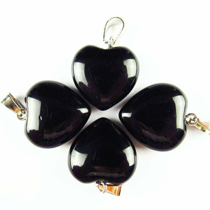 10pcs 25g Natural Black Agate Heart Pendant Bead 16x16x6mm A-205SK