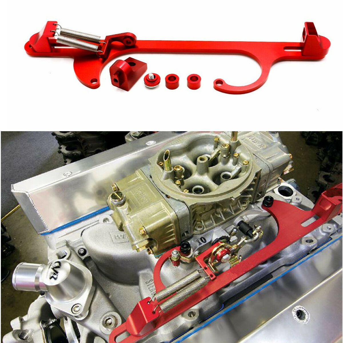 4150 4160 Series Red Billet Aluminum Throttle Cable Carb Bracket Carburetor 350