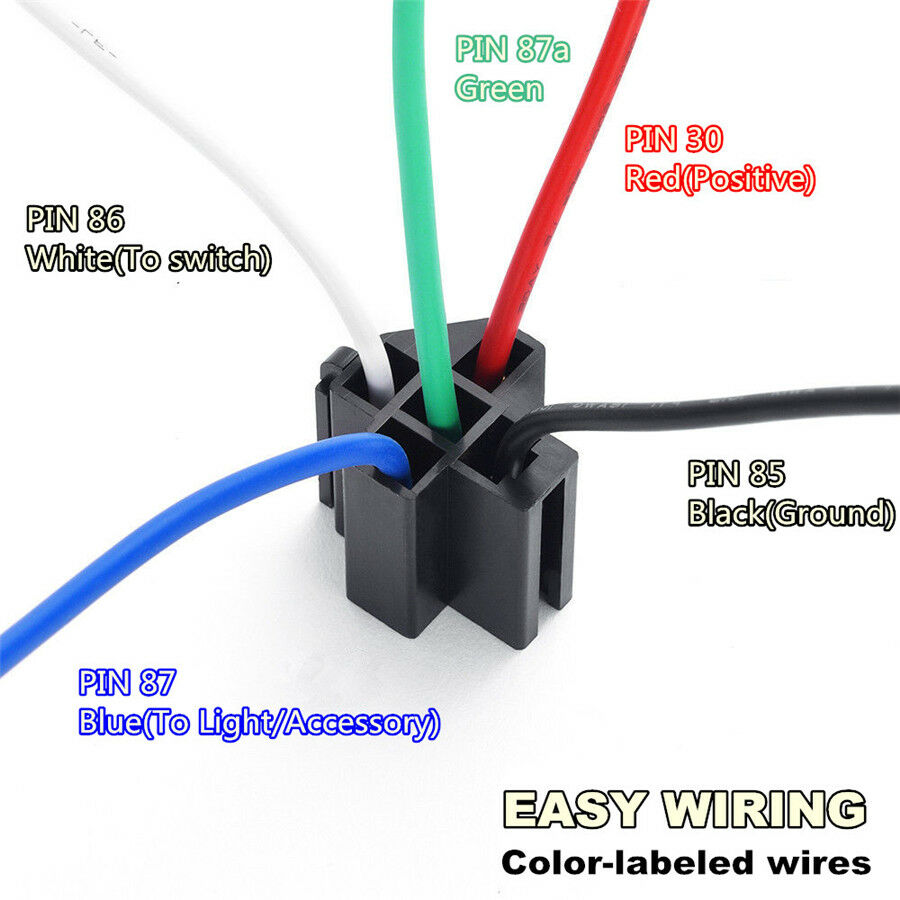 6 PACK 12V 5-Pin 30A Fuse Relay Switch Harnes Kit SPDT 14AWG Wire NEW
