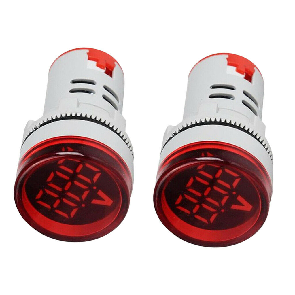 Pack of 2 Plastic DIY Mini Voltmeter Round Voltage Meter LED Indicator Light
