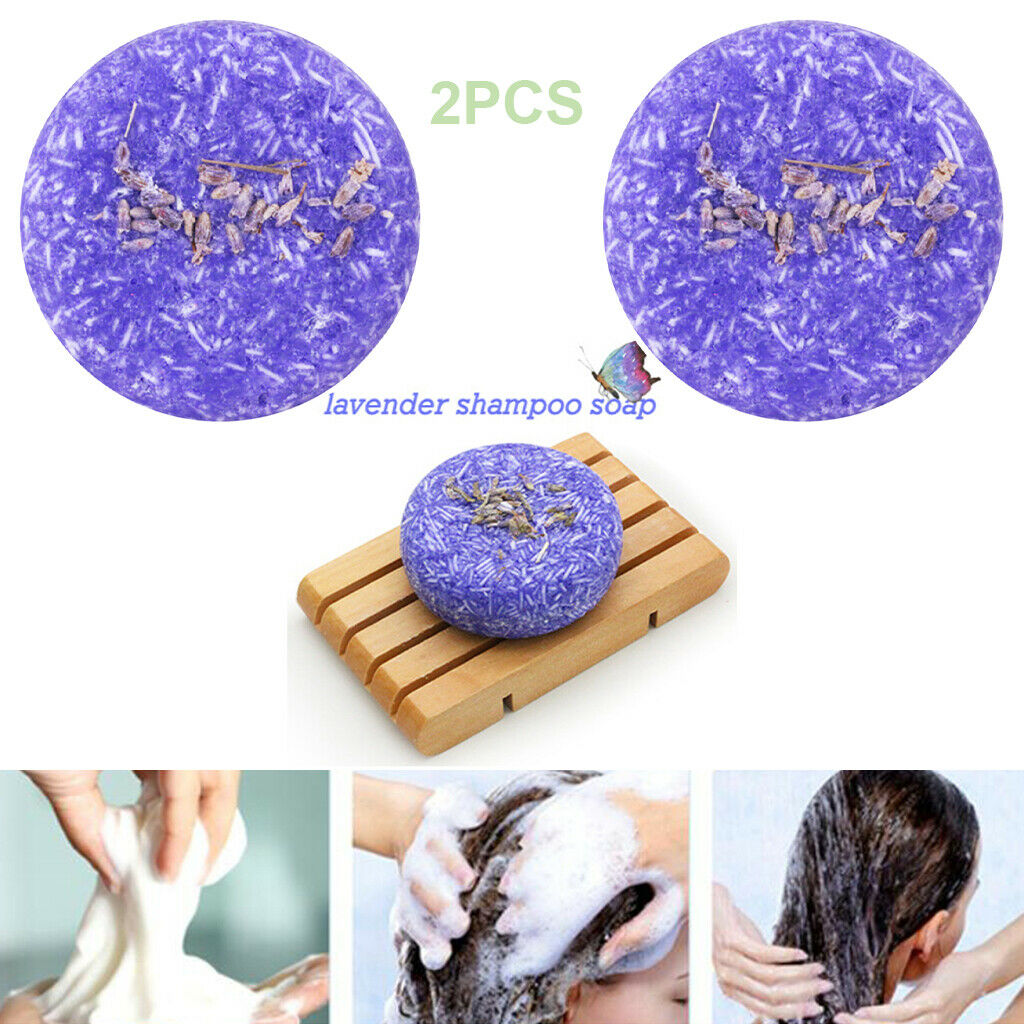 2pcs Natural Lavender Handmade Shampoo Soap Bar Eco-Friendly Antipruritic