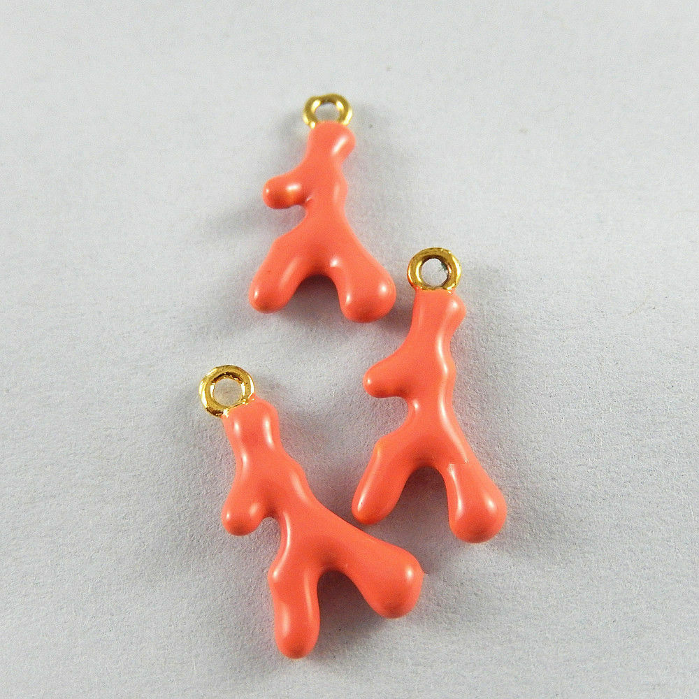 20 pcs Enamel Zinc Alloy Made Orange Tree Branch Charms Pendant Findings 52091