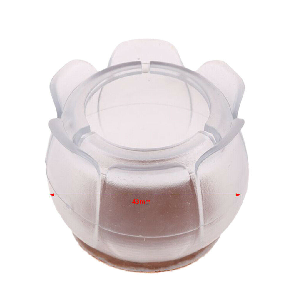 10 Packs Anti-skid Chair Leg Caps Floor Protectors Clear Round Leg 40-47mm