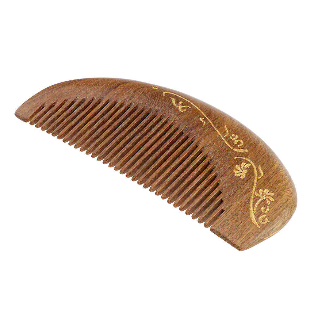 Wide Tooth Natural Wooden Hair Comb Anti-static Massage Detangler Comb Half Moon