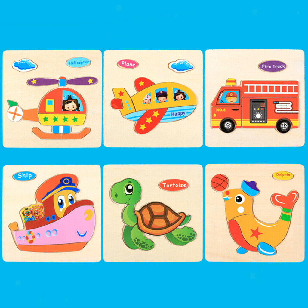 Wooden Jigsaw Puzzle Children Baby Cartoon Animal Puzzle Kid Educational Toys