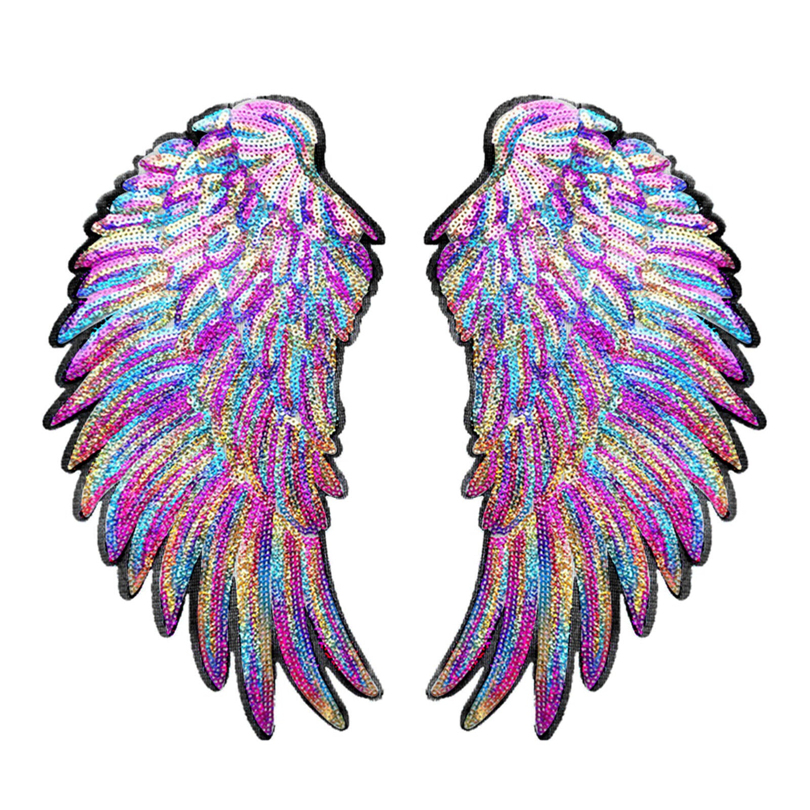 Rainbow Feather Sequin Sew Iron on Patches Badges Applique Craft Decor
