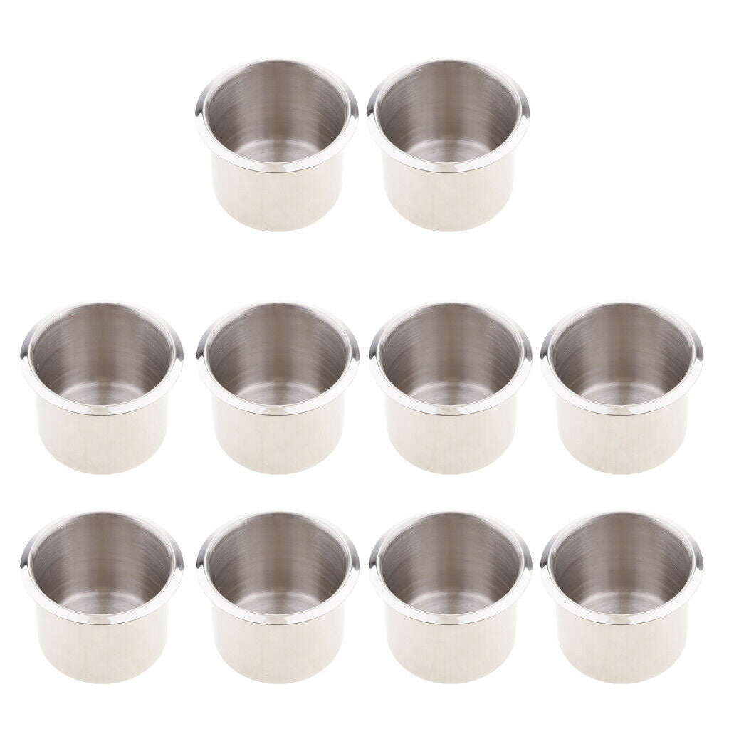 10Pcs Stainless Steel Universal Cup Drink Holder for Boat Marine 68x55mm