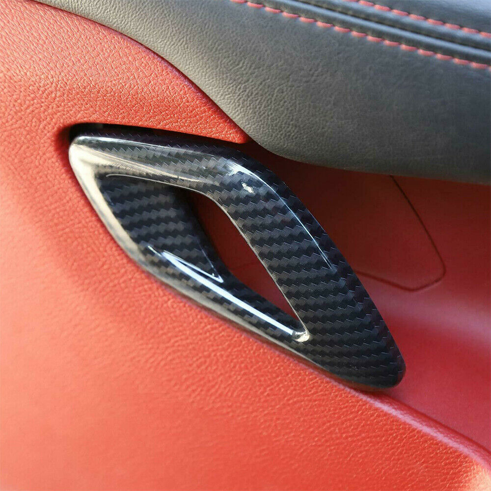 Pair Carbon Fiber Inner Door Handle Cover Trim for Dodge Challenger 2015-2019