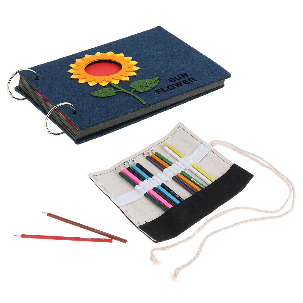 DIY Photo Album Scrapbook Photo Book with Canvas Roll Up Pencil Case - Perfect