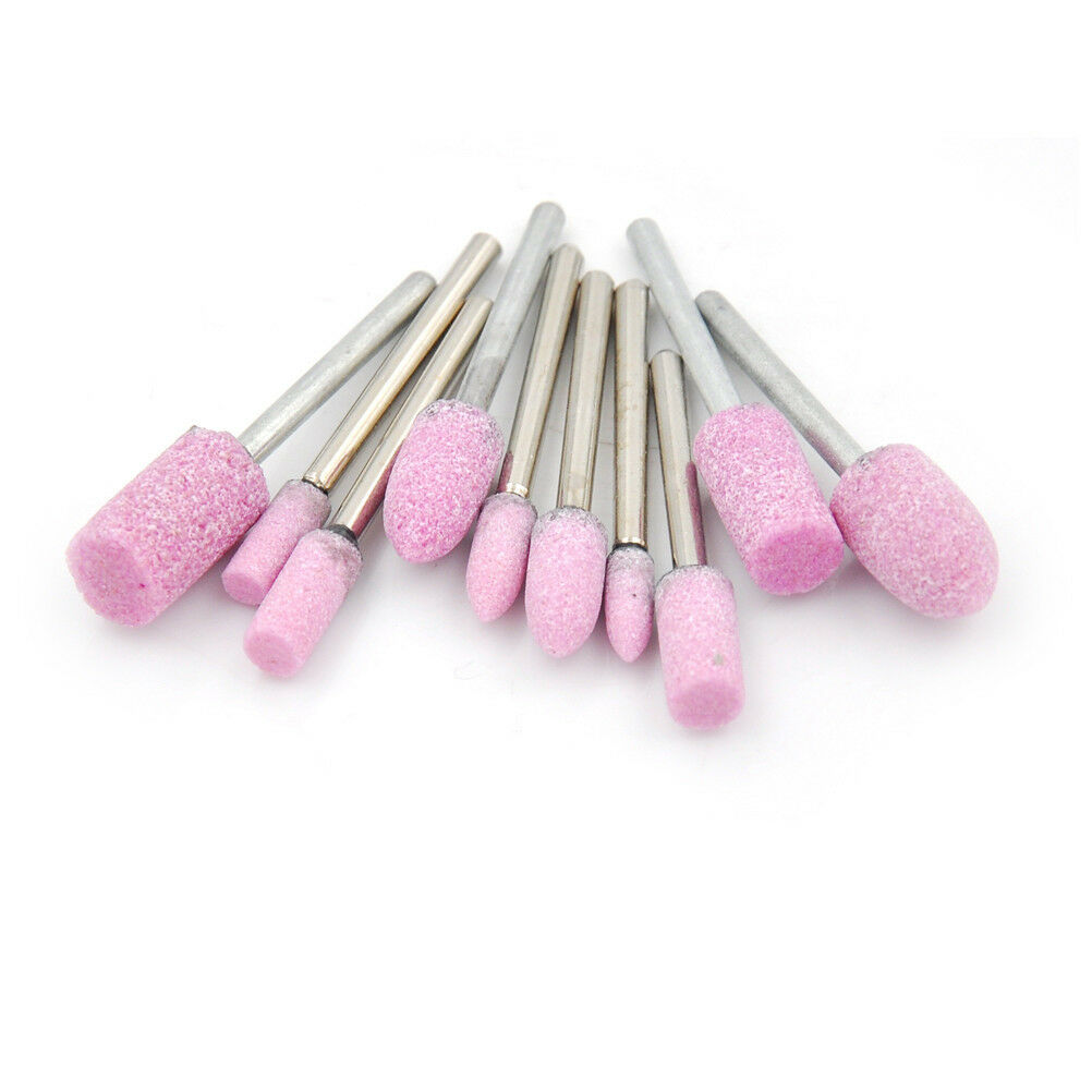 10X Pink Abrasive Mounted Stone Rotary Tool Grinding Wheel N JfJC.l8