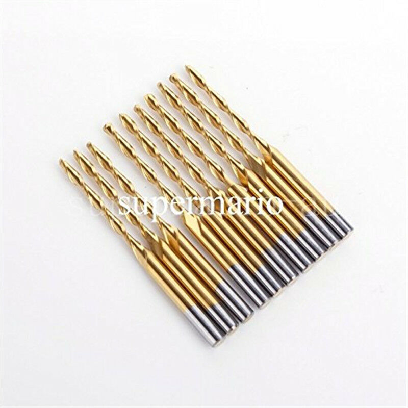 5x 1/8'' Titanium Coated Carbide CNC Two Double Flute Ball Nose Bit 2mm x22mm