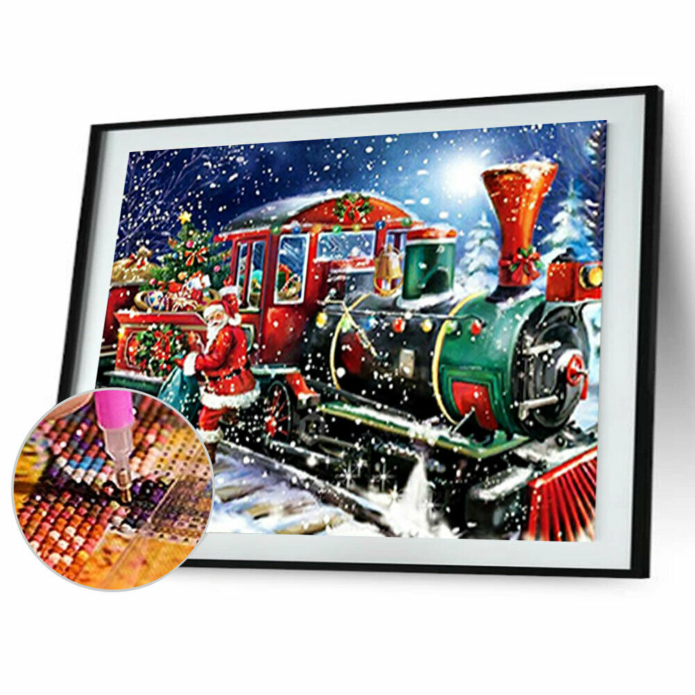 Christmas Train 5D DIY Full Drill Diamond Painting Cross Stitch Home Decor @