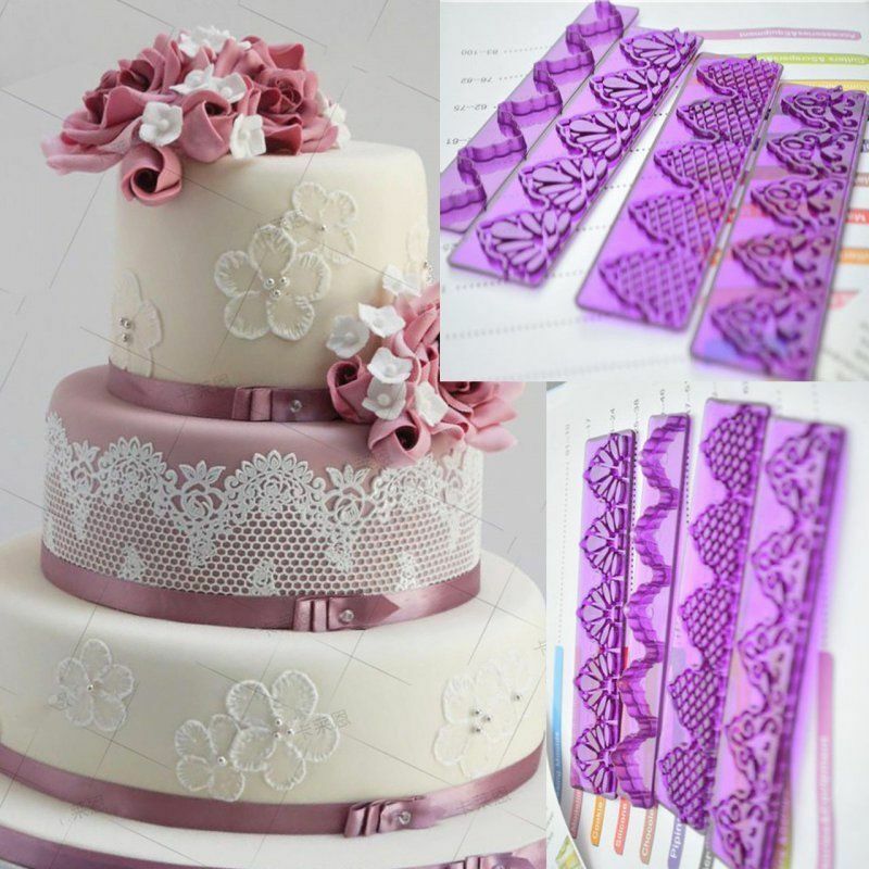 4 Stücke Spitze Form Zucker Fondant Textur Kuchen Dekorieren Backwerkzeu- .l8