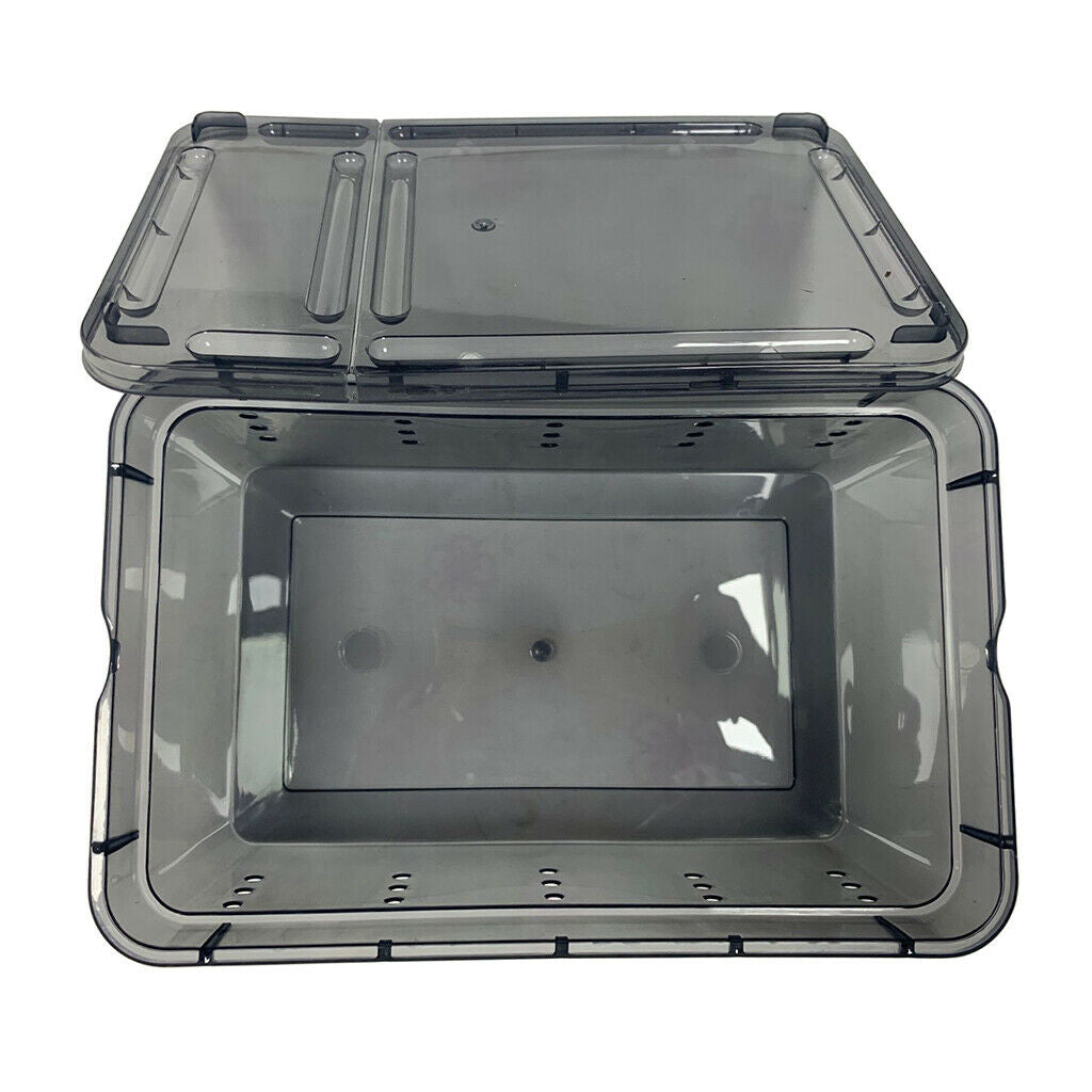 Black Plastic Reptile Water Feeding Box Spiders Hatching Tank for Snakes