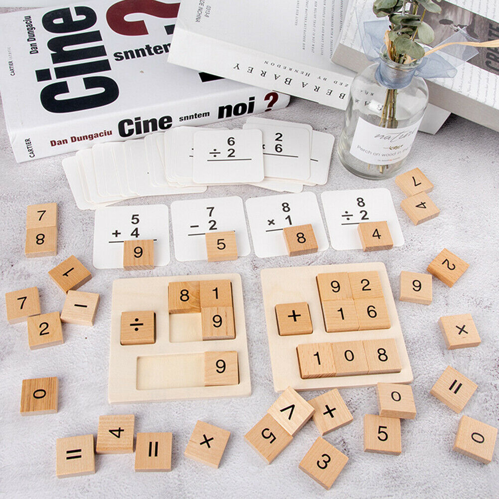 Wooden Number Math Calculate Board Montessori Puzzle Kids Educational Toys  @