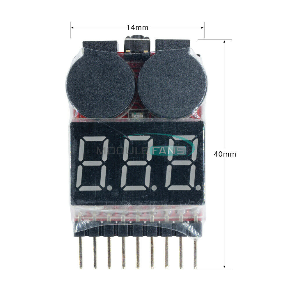 1-8S Lipo/Li-ion/Fe Battery Low Voltage Meter Tester LED Buzzer Alarm