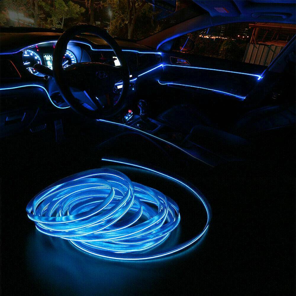 5M Line Blue LED Car Auto Interior Decor Atmosphere Wire Cold Light Strip Lamps