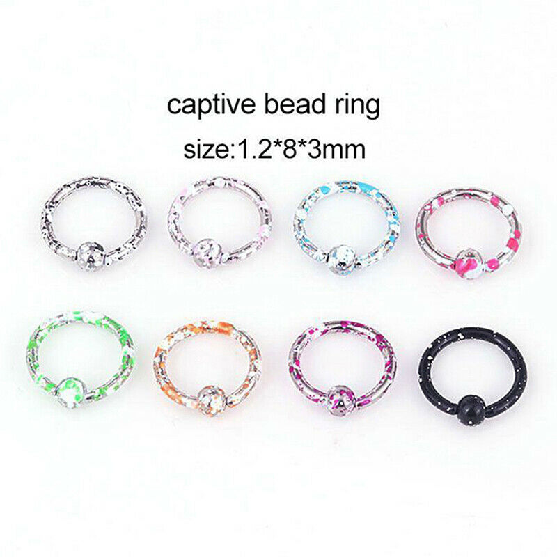 8Pcs Fashion Punk Unique Stainless Steel Lip/Nose/Ear Rings Hoop Piercing.l8