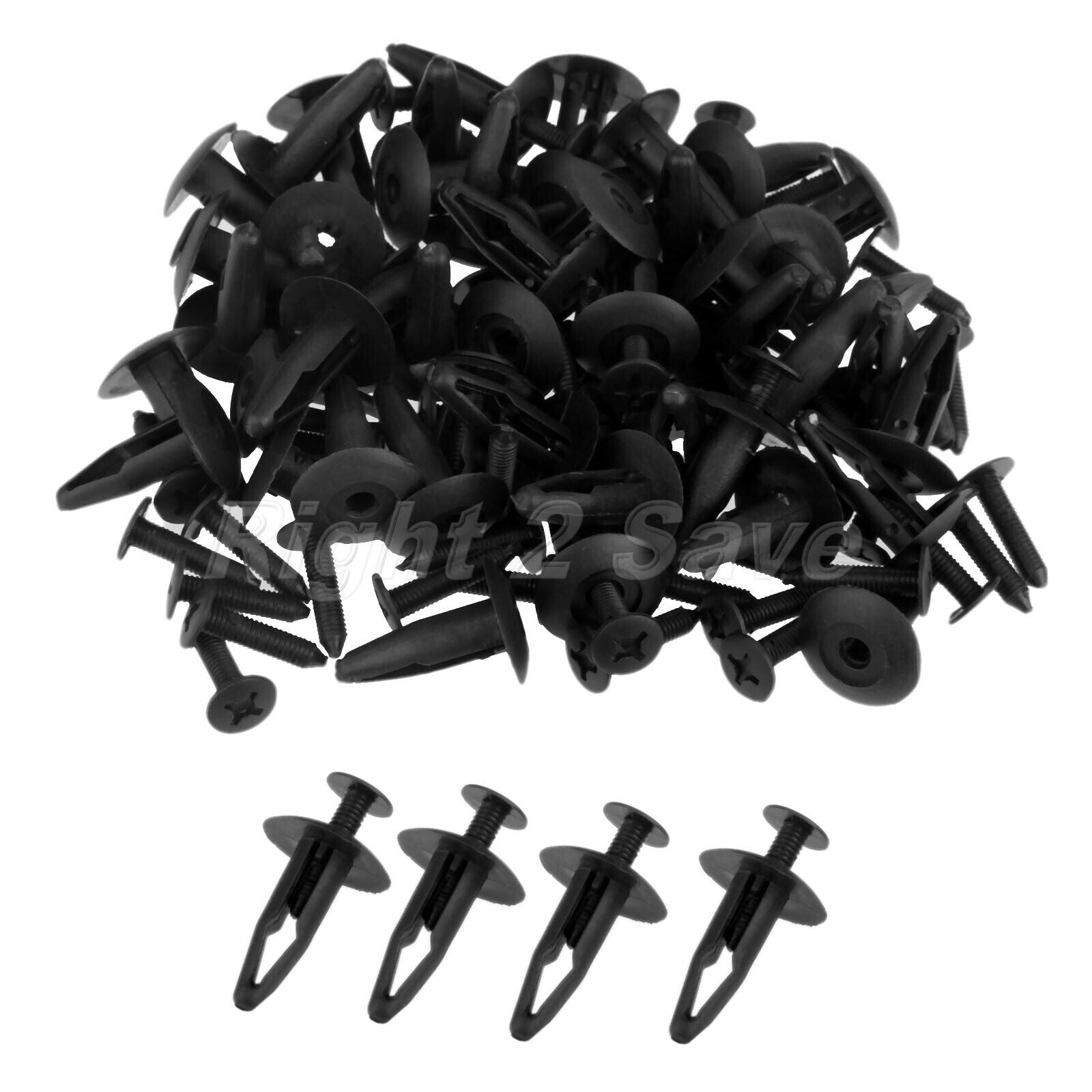 50 X Plastic Car Autto Black Fasteners Rivets trim panels for fender bumper door